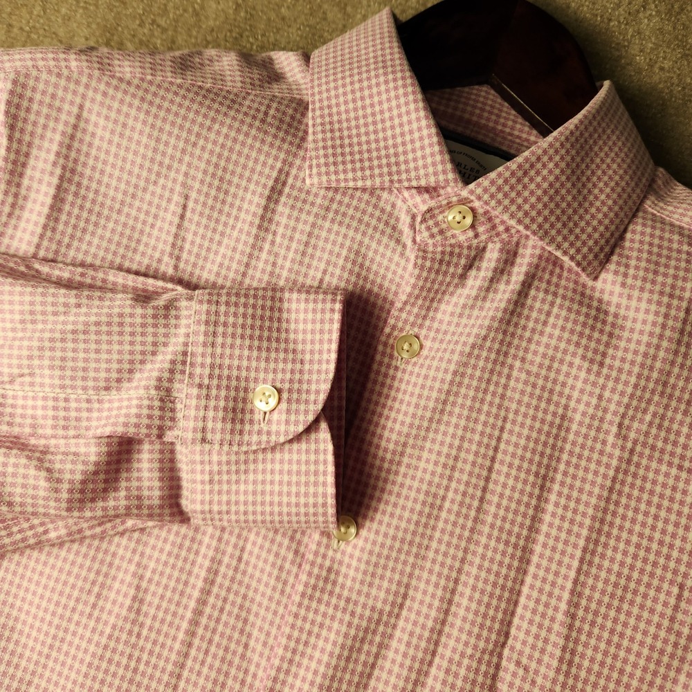 Charles Tyrwhitt Dress Shirt Mens 16/34 Pink Excellent Extra Slim Fit Non-Iron